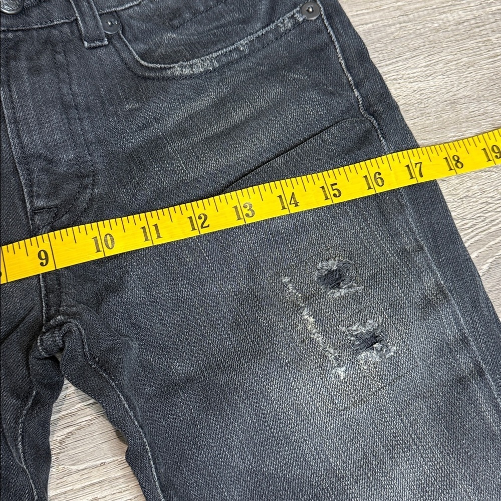 R13 Women’s Allison Mid-Rise Crop Skinny Jeans Distressed Black Shredded Sz 27 - Picture 11 of 13